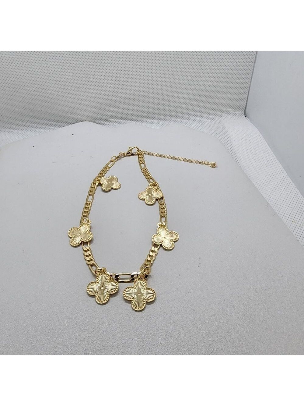 Brand New Brazilian 18k Gold Filled Six Clover Anklet - Picture 1 of 4